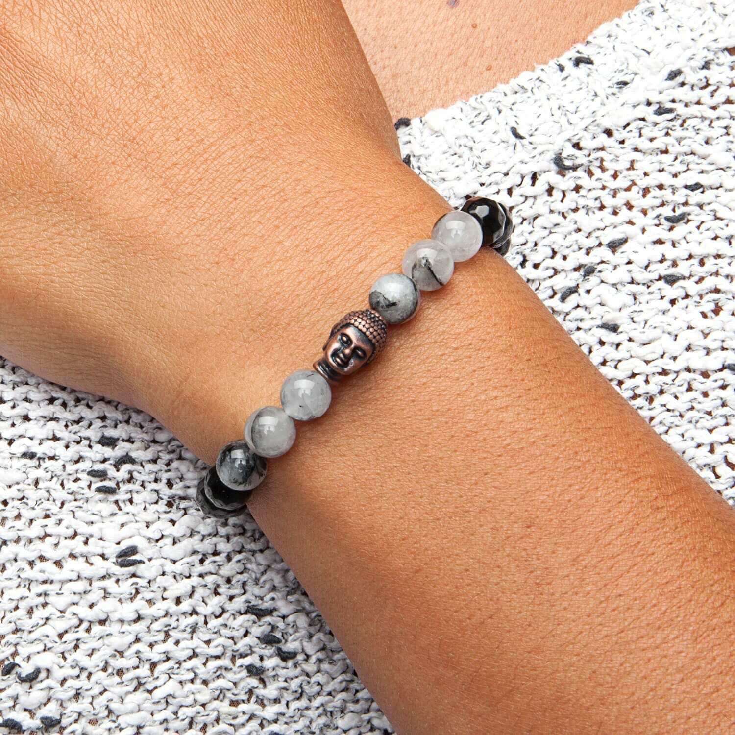 undefined | Pulseira Mala Quartzo e Ágata Preta