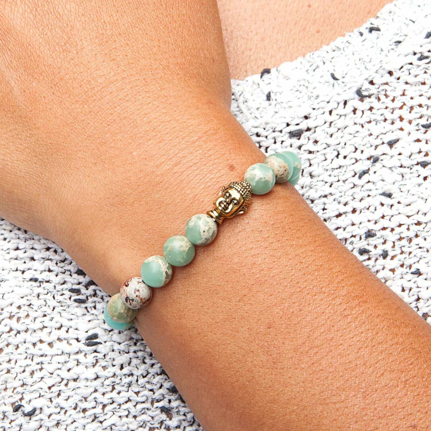 undefined | Pulseira Mala Serpentinita Aqua