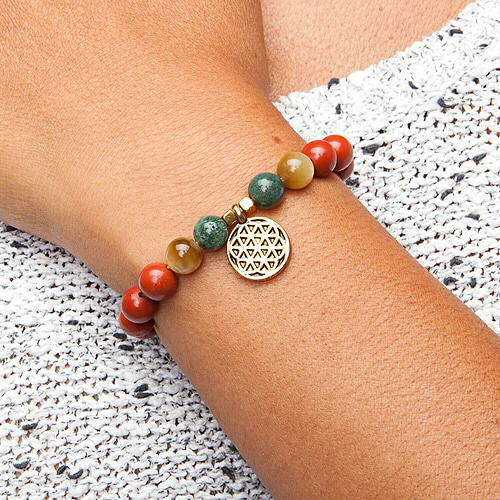 Pulseira Mala agata musgo punho Pulseira Mala Jaspe, Ágata e Olho de Tigre