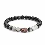 Pulseira Mala Quartzo e Ágata Preta