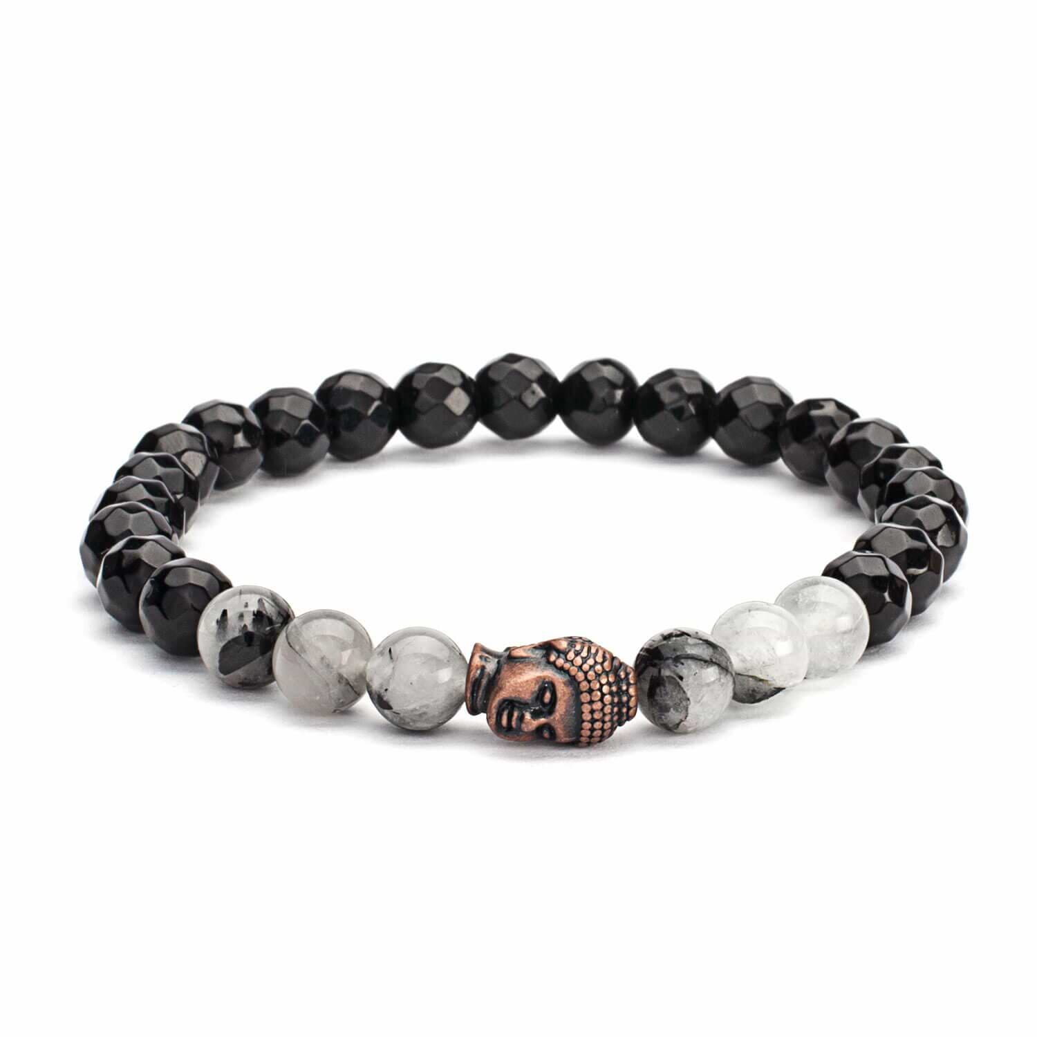 undefined | Pulseira Mala Quartzo e Ágata Preta