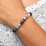 Pulseira Mala Quartzo e Ágata Preta