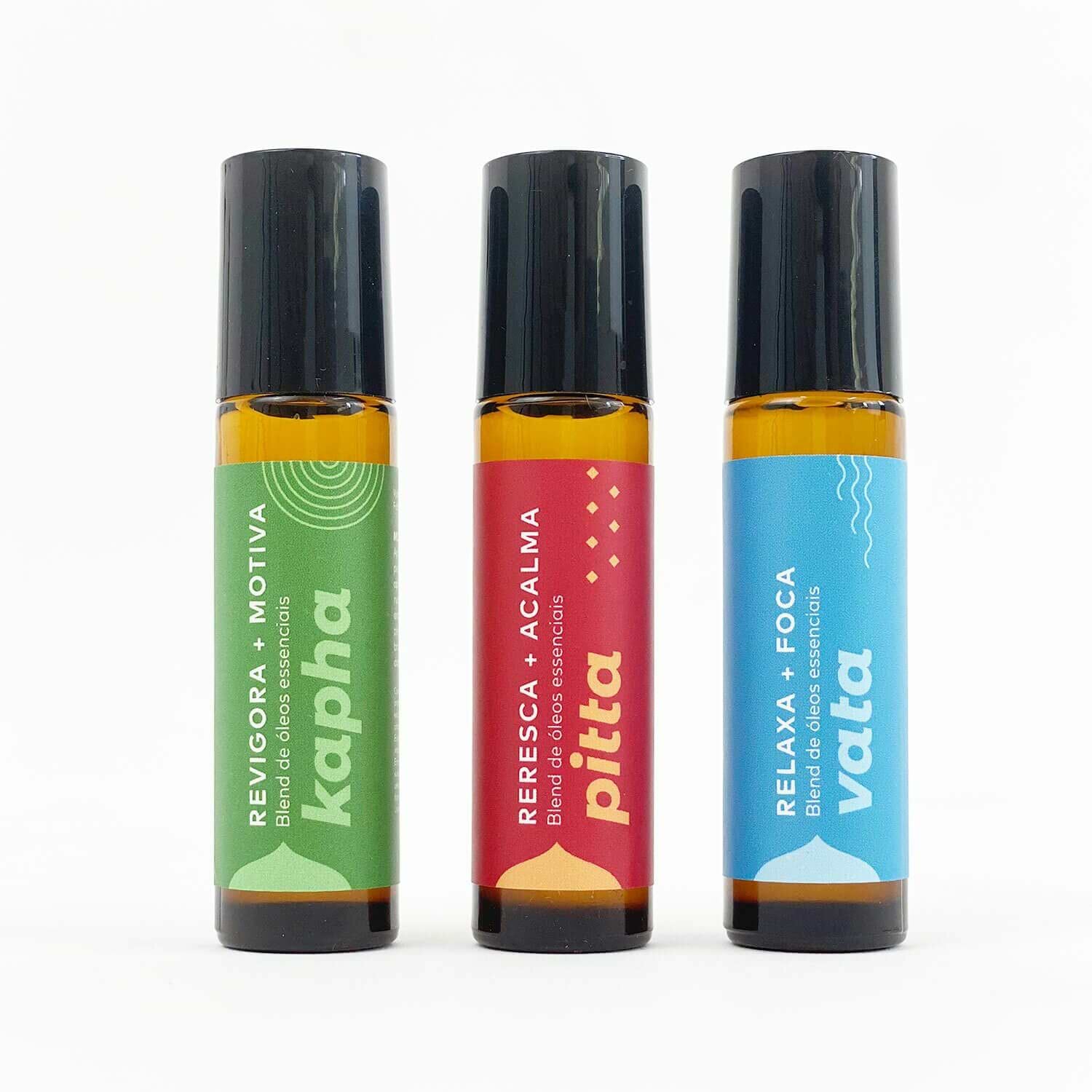 undefined | Kit de Blend de Óleos Essenciais Roll-on - Ayurveda Tridosha