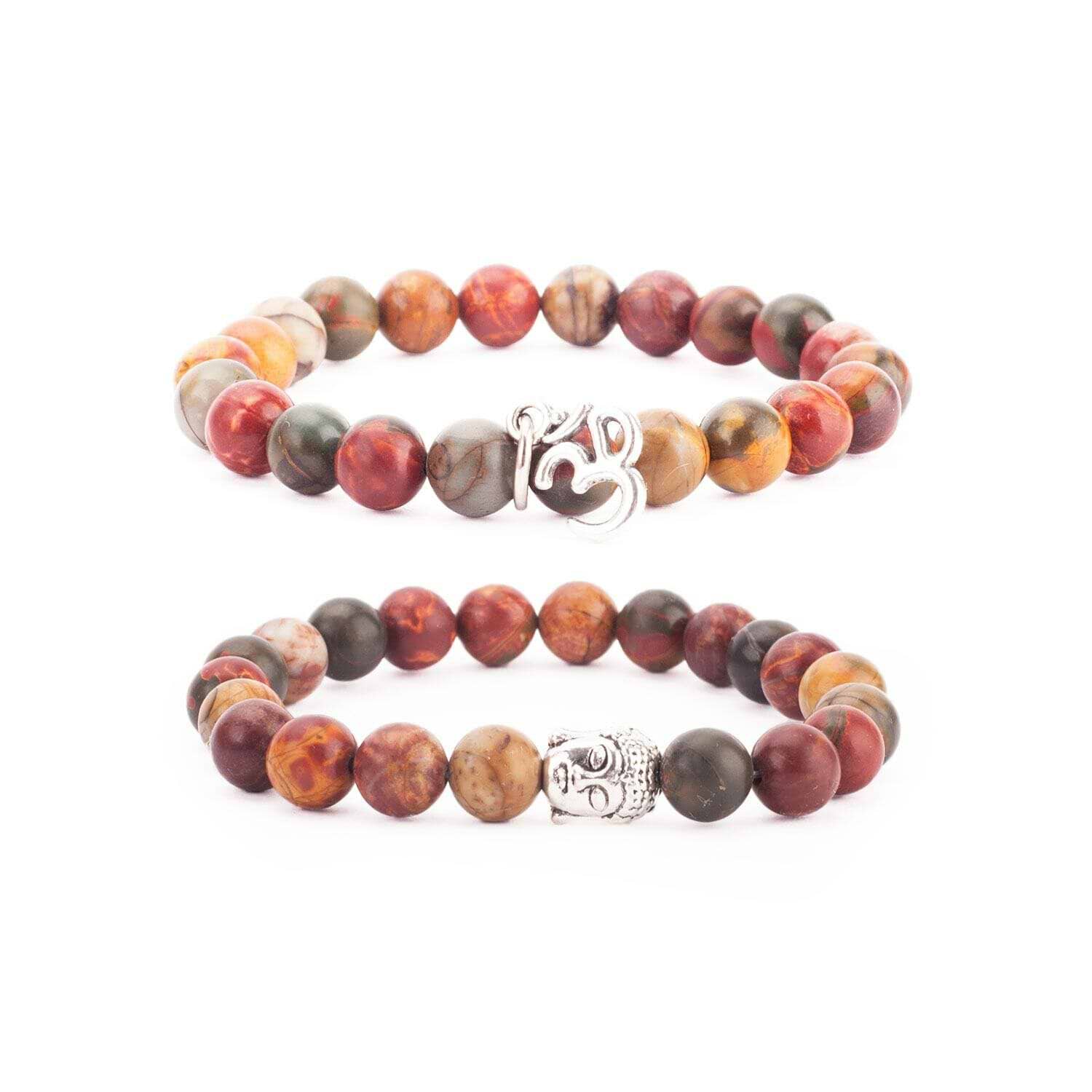 Kit 2 Pulseiras Mala Jaspe Marrom