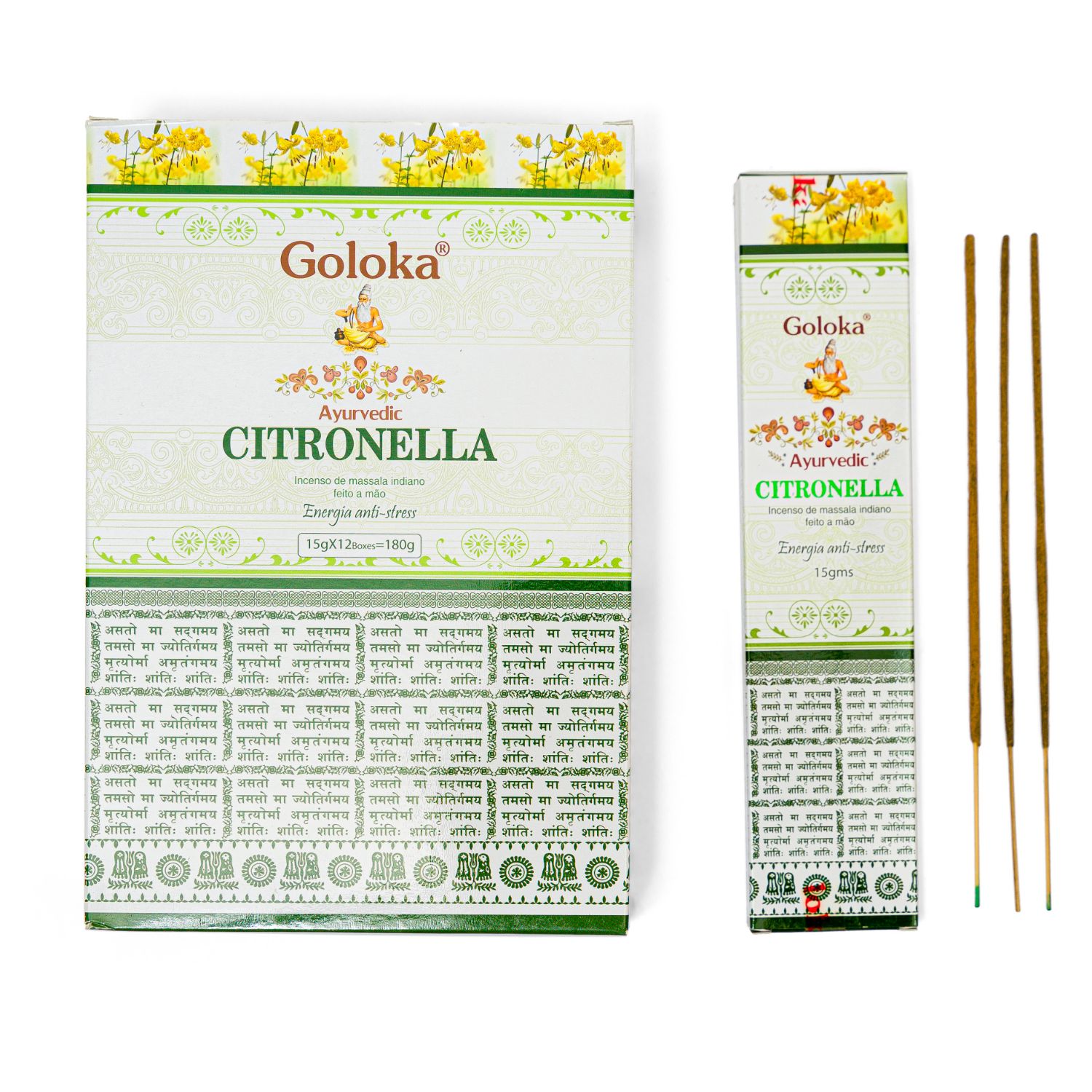 undefined | Incenso Massala Ayurvédico Citronela Goloka