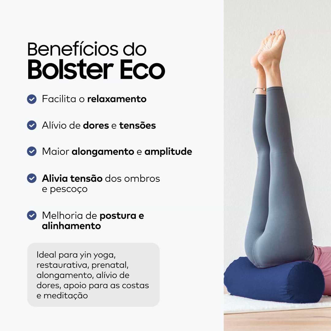 Bolster Cilíndrico almofadão yoga fibra paina l Yogateria