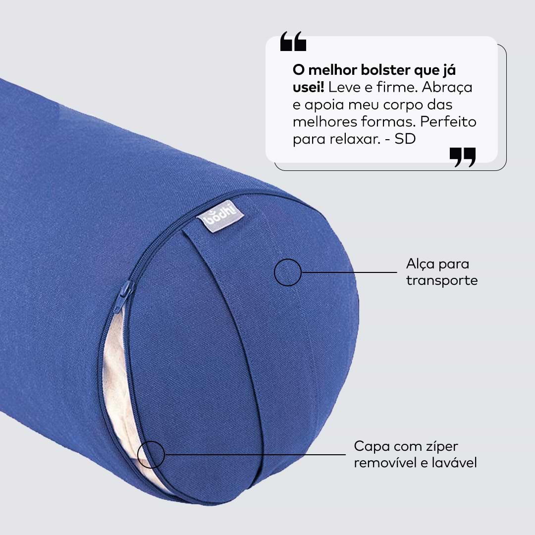 Bolster Cilíndrico almofadão yoga fibra paina l Yogateria