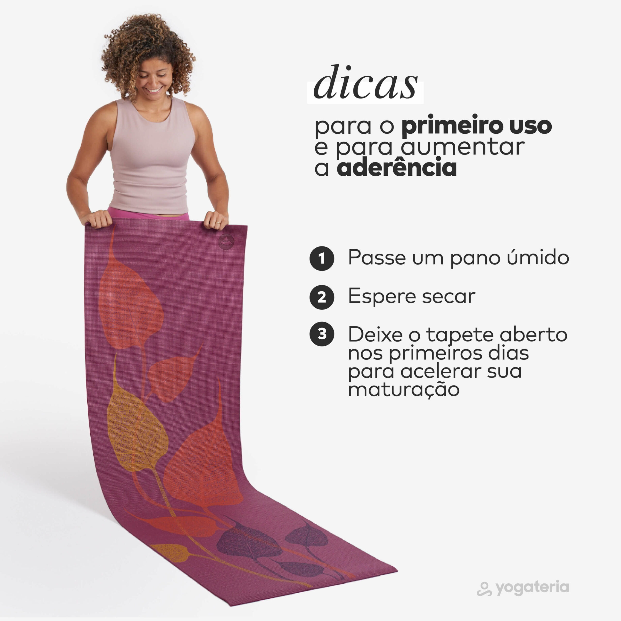 Tapete de yoga estampado Leela Folhas- 4.5mm PVC ecológico 10
