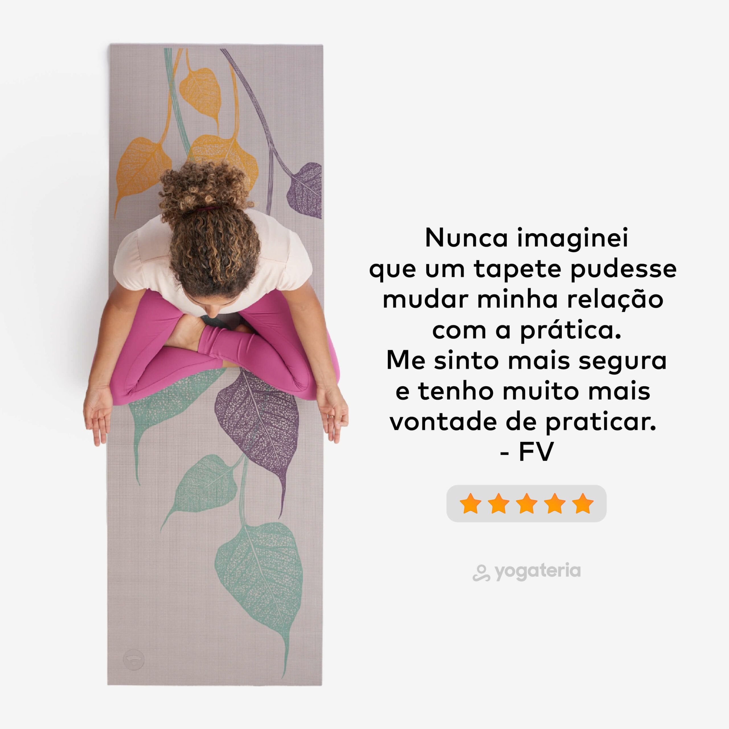 Tapete de yoga estampado Leela Folhas- 4.5mm PVC ecológico 7
