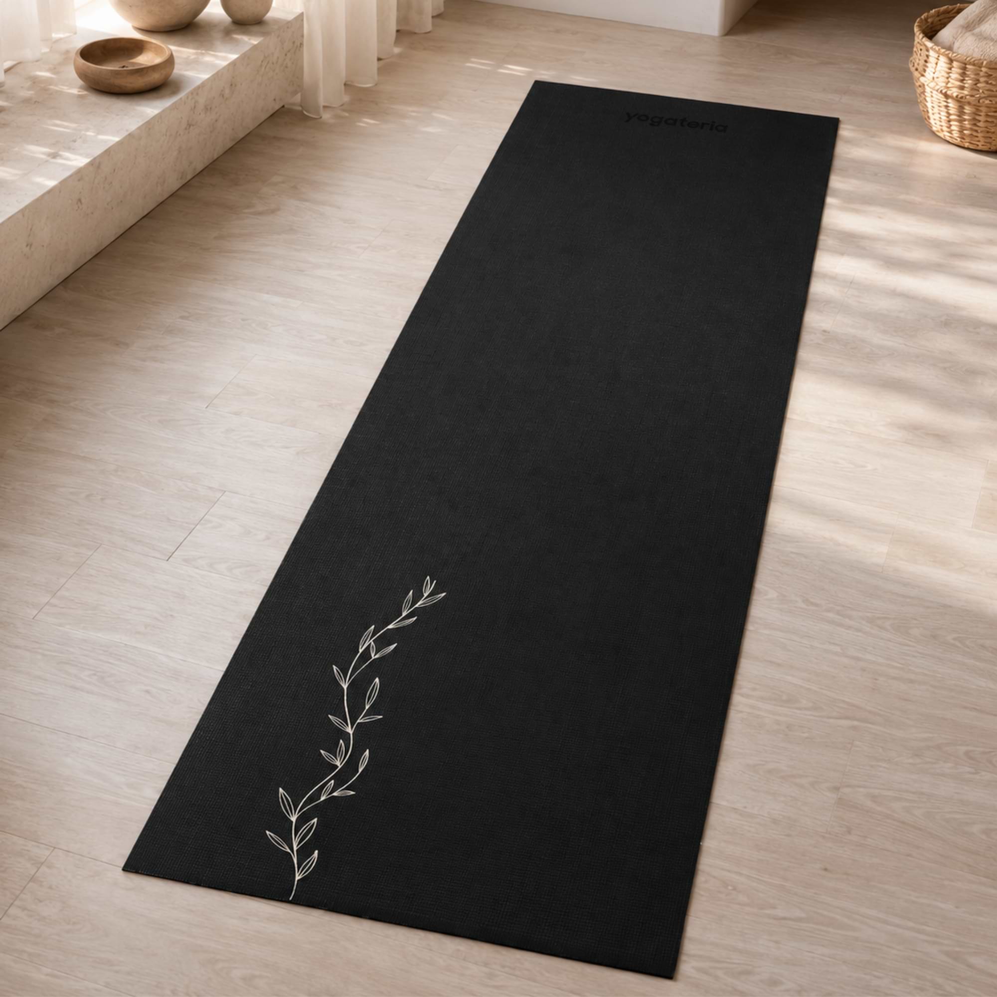 Tapete de Yoga Estampado Leela Botanic - 4.5mm PVC eco 7 Leela Botanic Yogateria Preto 02
