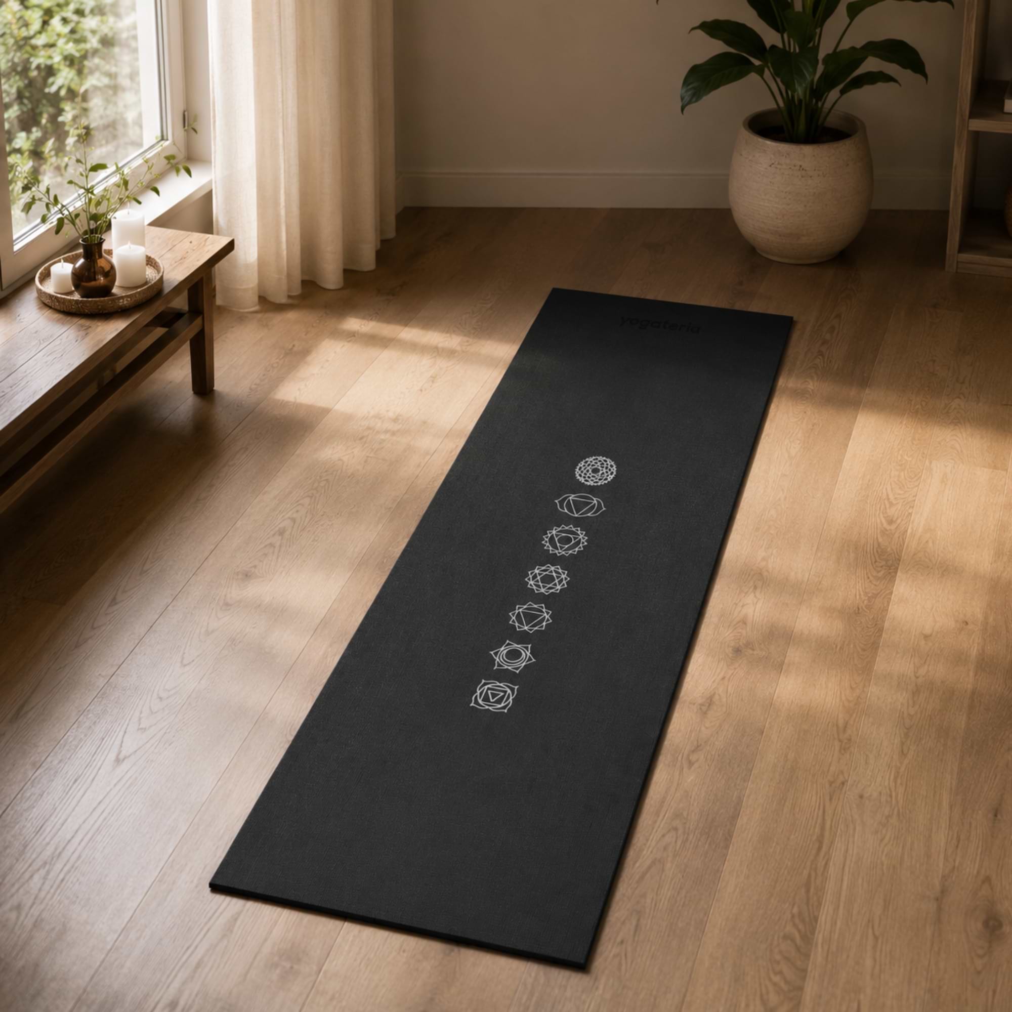 Tapete de Yoga Estampado Leela Chakra - 4.5mm PVC eco 7 Leela Chakras Yogateria Preto 02