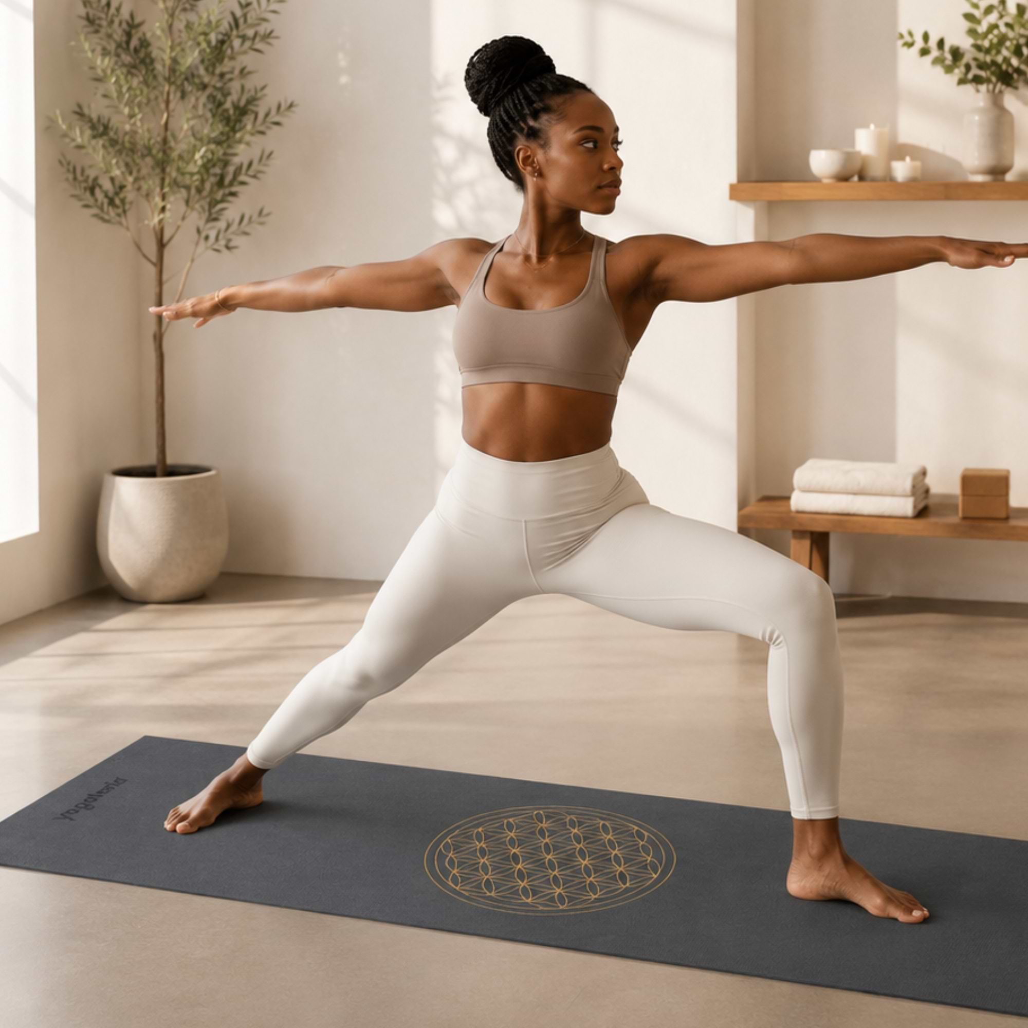 Tapete de Yoga Estampado Leela A Flor da Vida - 4.5mm PVC eco 9 Leela Flor da Vida Yogateria Grafite 04